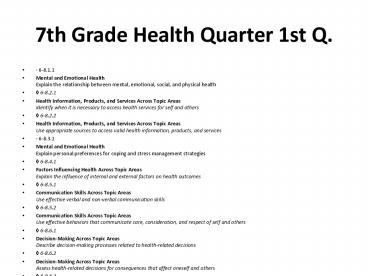 7th Grade Health Quarter 1st Q.