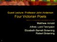 Guest Lecture: Professor John Anderson Four Victorian Poets PowerPoint PPT Presentation