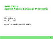 SIMS 290-2: Applied Natural Language Processing