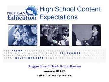 High School Content Expectations