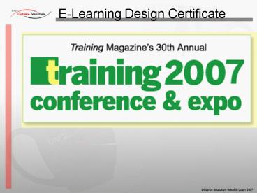 ELearning Design Certificate