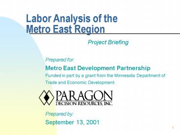Labor Analysis of the Metro East Region
