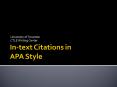 Intext Citations in APA Style PowerPoint PPT Presentation
