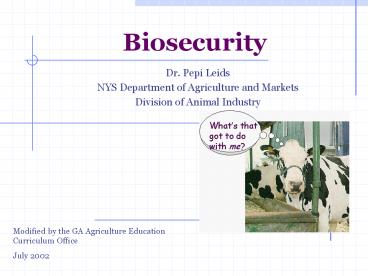 Biosecurity