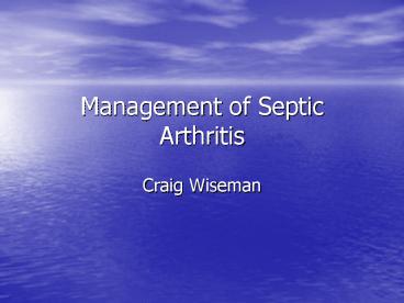 Management of Septic Arthritis