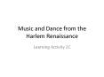 Music and Dance from the Harlem Renaissance PowerPoint PPT Presentation