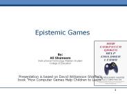 Epistemic Games