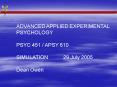 ADVANCED APPLIED EXPERIMENTAL PSYCHOLOGY PowerPoint PPT Presentation