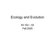 Ecology and Evolution