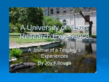 A University of Texas Research Experience