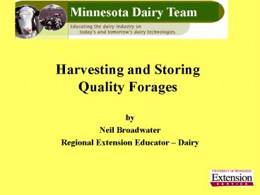 Harvesting and Storing Quality Forages