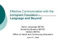 Effective Communication with the Immigrant Population Language and Beyond PowerPoint PPT Presentation