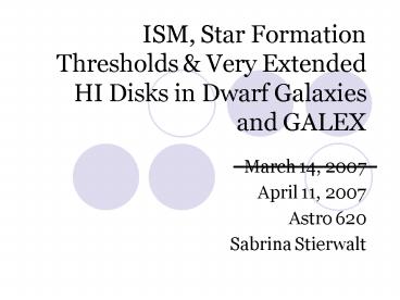 ISM, Star Formation Thresholds