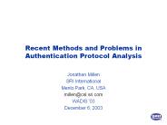 Recent Methods and Problems in Authentication Protocol Analysis