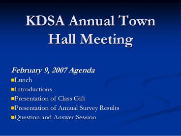 KDSA Annual Town Hall Meeting