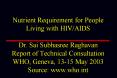 Nutrient Requirement for People Living with HIVAIDS Dr. Sai Subhasree Raghavan Report of Technical C PowerPoint PPT Presentation