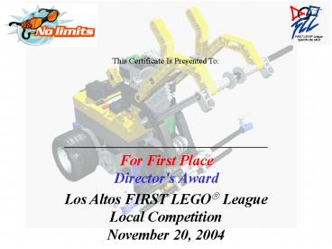 For First Place Director's Award