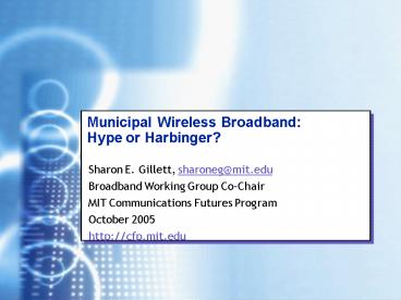 Municipal Wireless Broadband: Hype or Harbinger