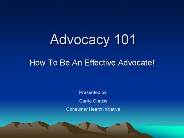 Advocacy 101