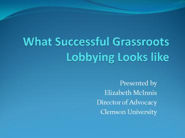 What Successful Grassroots Lobbying Looks like