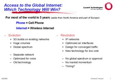 Access to the Global Internet: Which Technology Will Win
