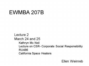 EWMBA 207B