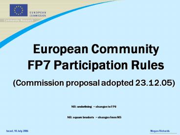European Community FP7 Participation Rules