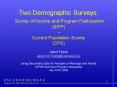 Two Demographic Surveys: Survey of Income and Program Participation SIPP Current Population Survey C PowerPoint PPT Presentation