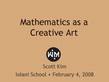 Mathematics as a Creative Art