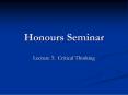 Honours Seminar PowerPoint PPT Presentation