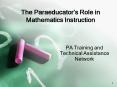 The Paraeducators Role in Mathematics Instruction PowerPoint PPT Presentation