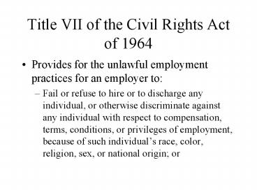 Title VII of the Civil Rights Act of 1964