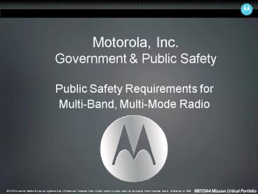Motorola, Inc.
