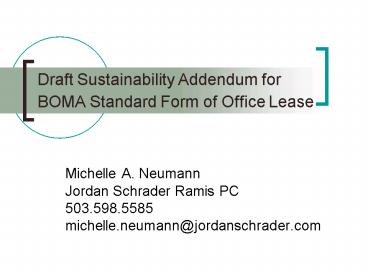 Draft Sustainability Addendum for BOMA Standard Form of Office Lease