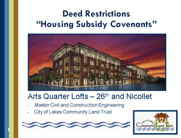 Deed Restrictions Housing Subsidy Covenants