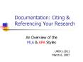 Documentation: Citing PowerPoint PPT Presentation