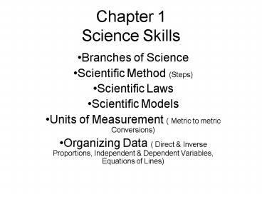 Chapter 1 Science Skills