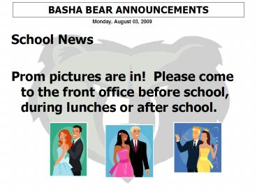 BASHA BEAR ANNOUNCEMENTS