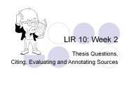 LIR 10: Week 2