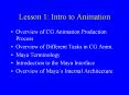 Lesson 1: Intro to Animation. Overview of CG Animation .. PowerPoint PPT Presentation