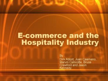 Ecommerce and the Hospitality Industry