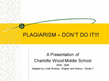 PLAGIARISM DONT DO IT