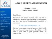 ARGUS SHORT SALES SEMINAR