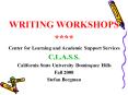 WRITING WORKSHOPS PowerPoint PPT Presentation