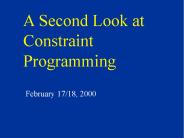 A Second Look at Constraint Programming