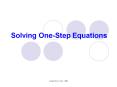 Solving OneStep Equations PowerPoint PPT Presentation