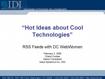 Hot Ideas about Cool Technologies