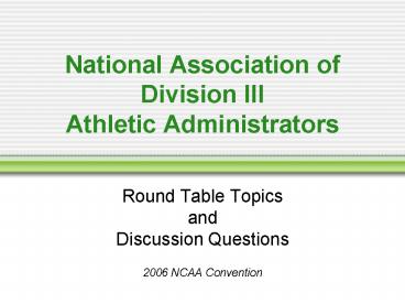 National Association of Division III Athletic Administrators