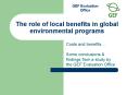 The role of local benefits in global environmental programs PowerPoint PPT Presentation