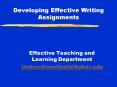 Developing Effective Writing Assignments PowerPoint PPT Presentation
